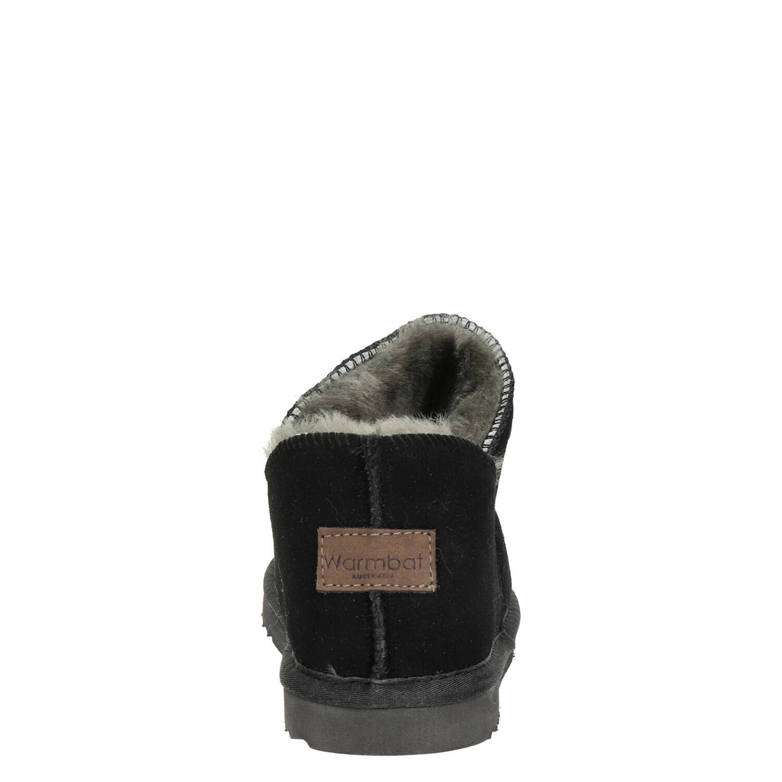 Warmbat Australia gevoerde suède pantoffels zwart