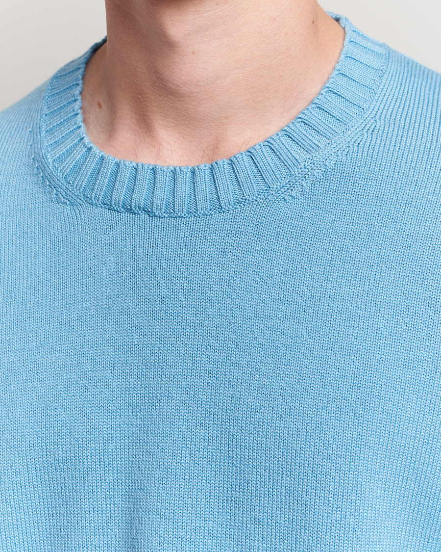 Piacenza Cashmere Brushed Wool Crew Neck Sky Blue