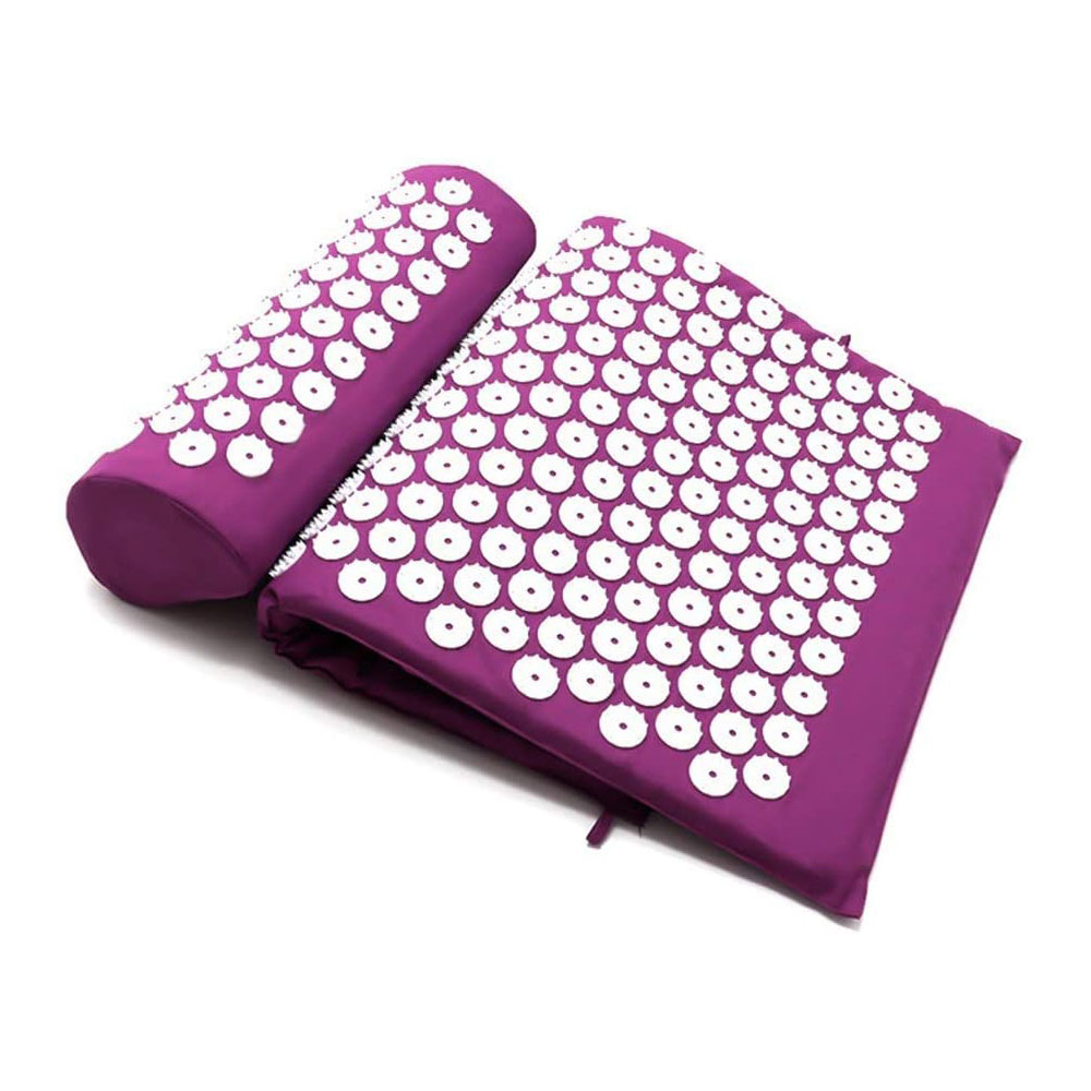 (3-tlg. Set) 66x40cm Stachel Massage Matte Entspannungsmatte   Nacken Kissen - Schwarz
