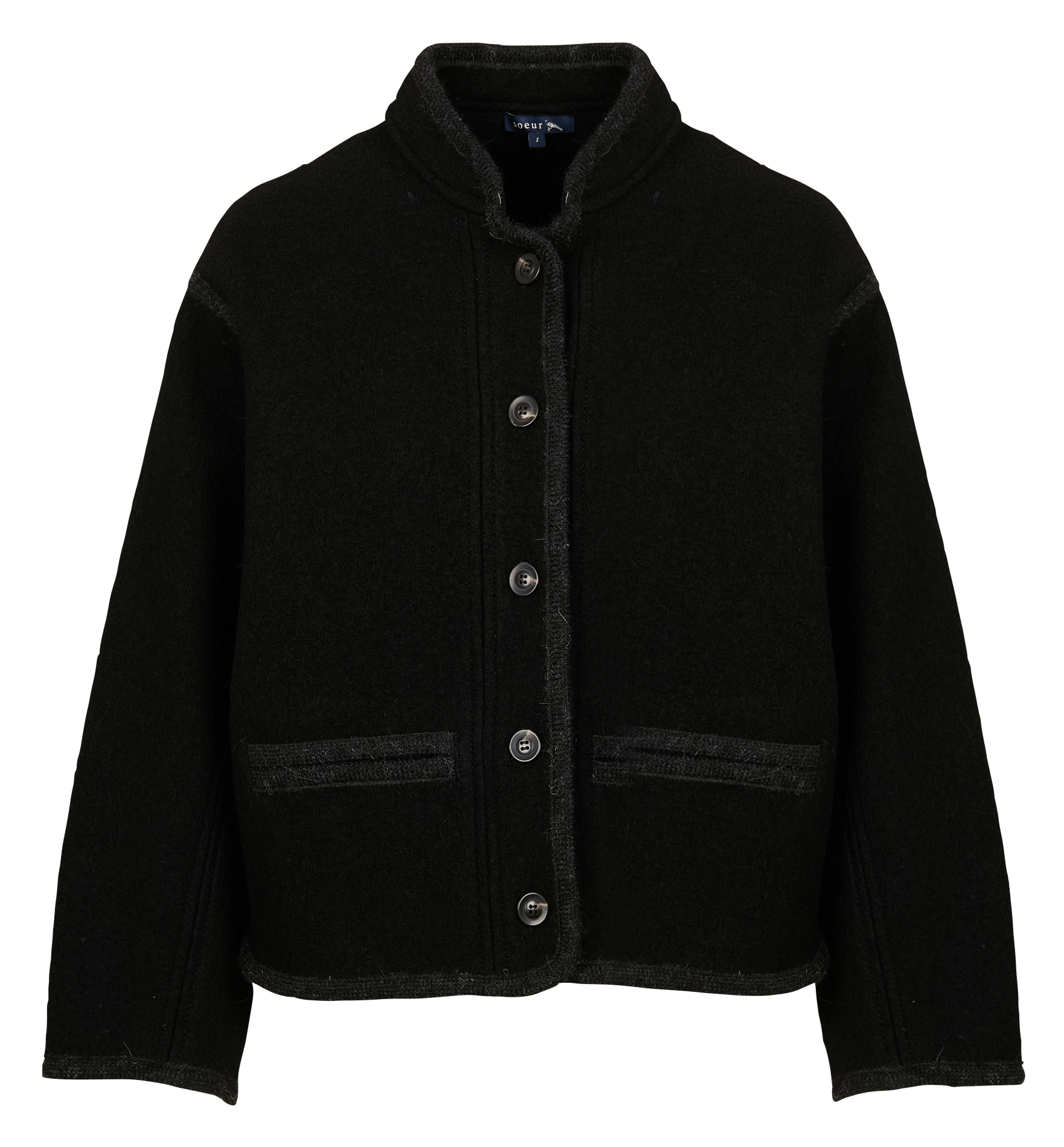OLYMPE - Veste droite en laine | Noir