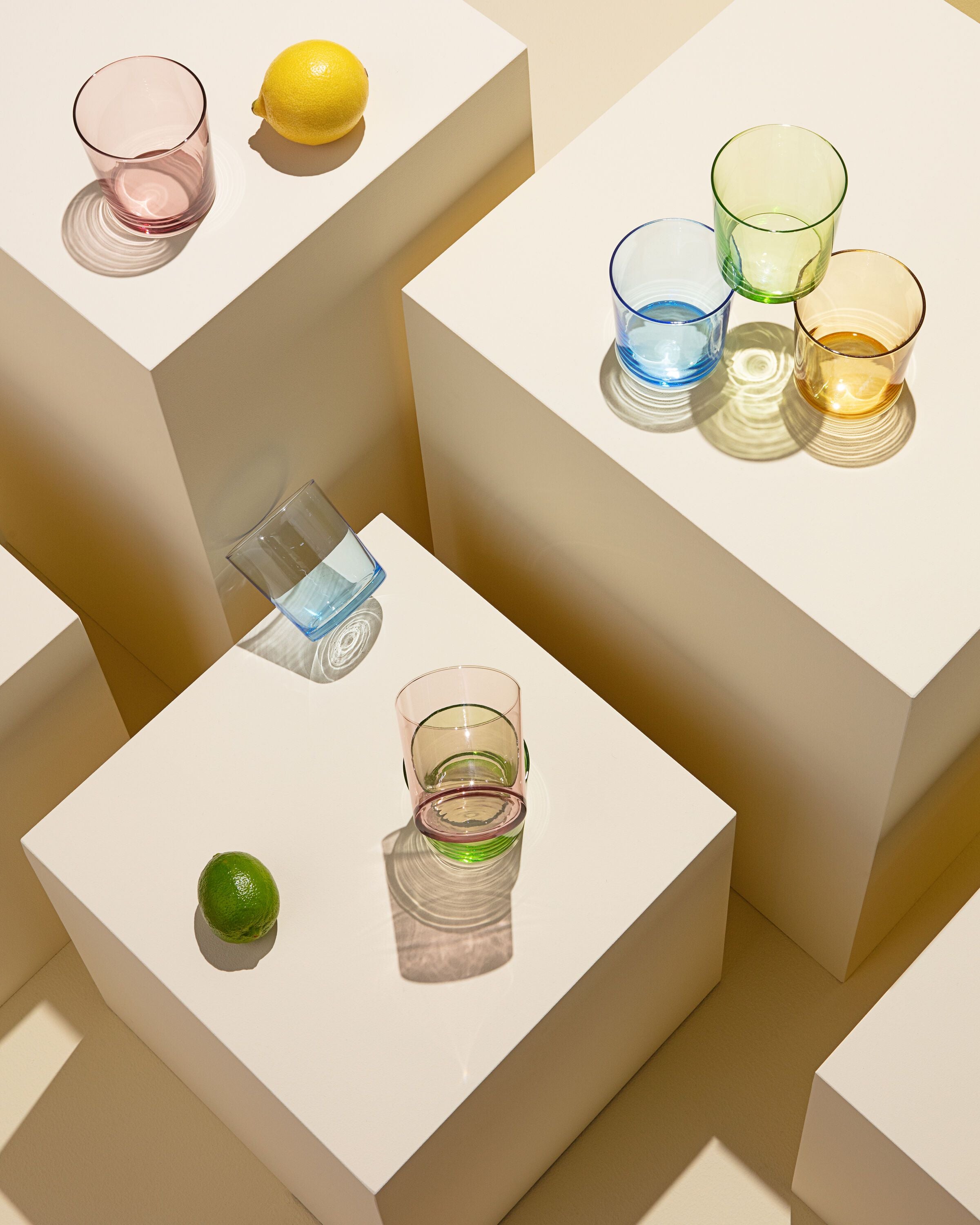 RAW GLASS Wasserglas-Set - Multicolor / H: 8.5 cm