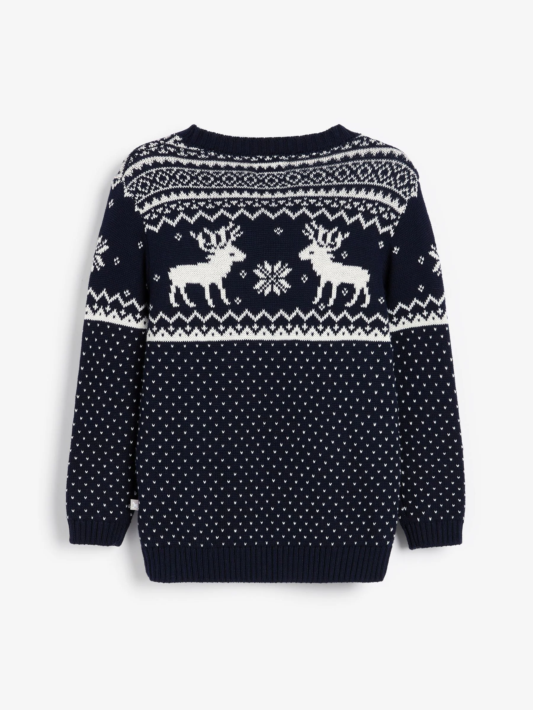 Marineblauw - The Little Tailor kinderkersttrui met rendier-fairislepatroon