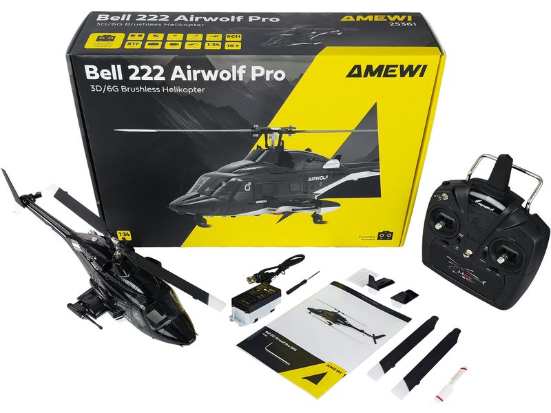 Amewi Helikopter Bell 222 Airwolf Pro 6-Kanal 3D/6G RTF Hubschrauber