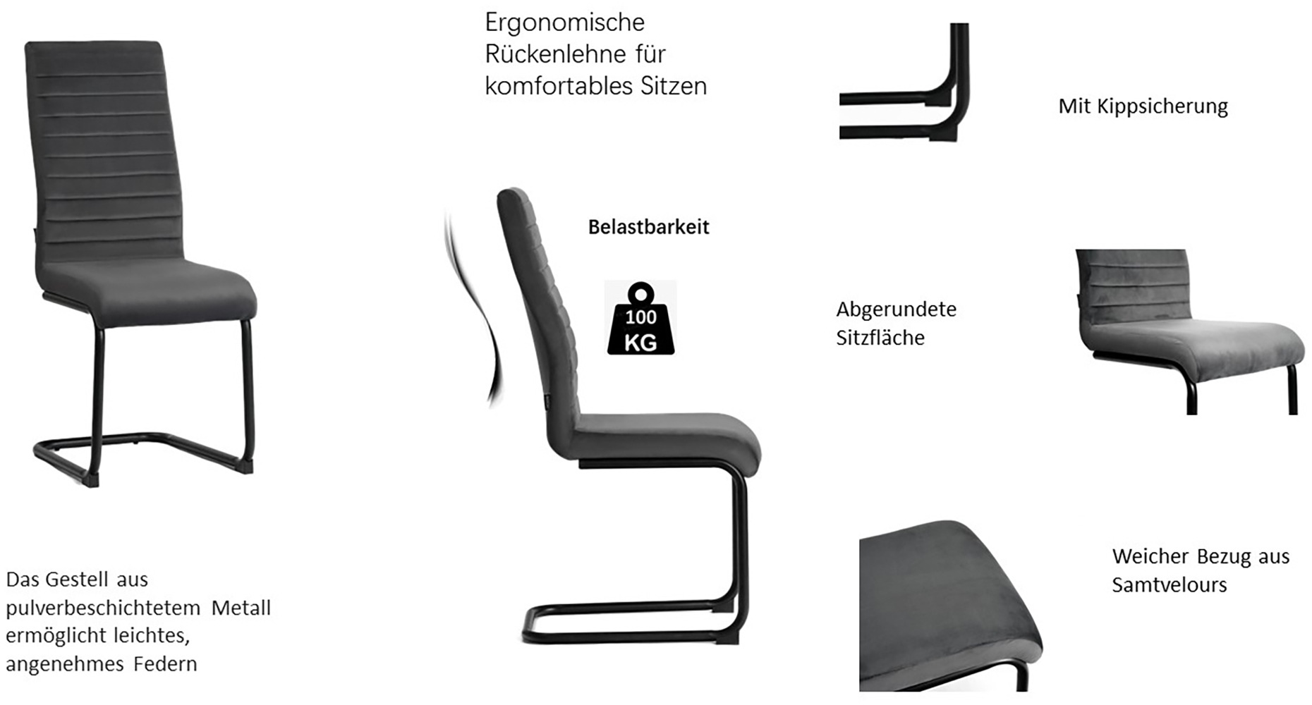 GOODproduct Essgruppe »Elbach, TOPSELLER!, OTTOs Choice« Set, 5 Stk. tlg. ausziehbar 120-160 cm, Hochglanz, Tischgruppe Freischwinger