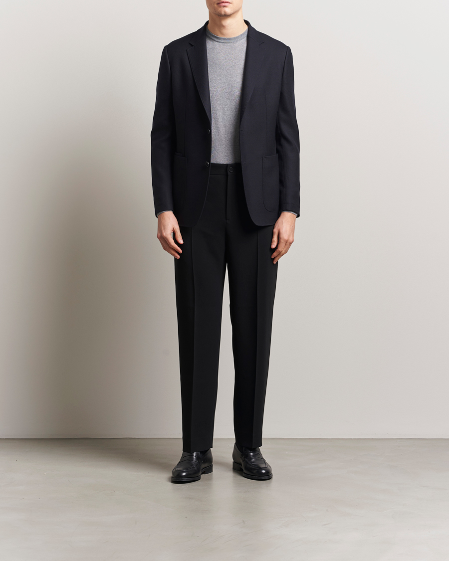 Zegna Unconstructed Wool Hopsack Blazer Navy