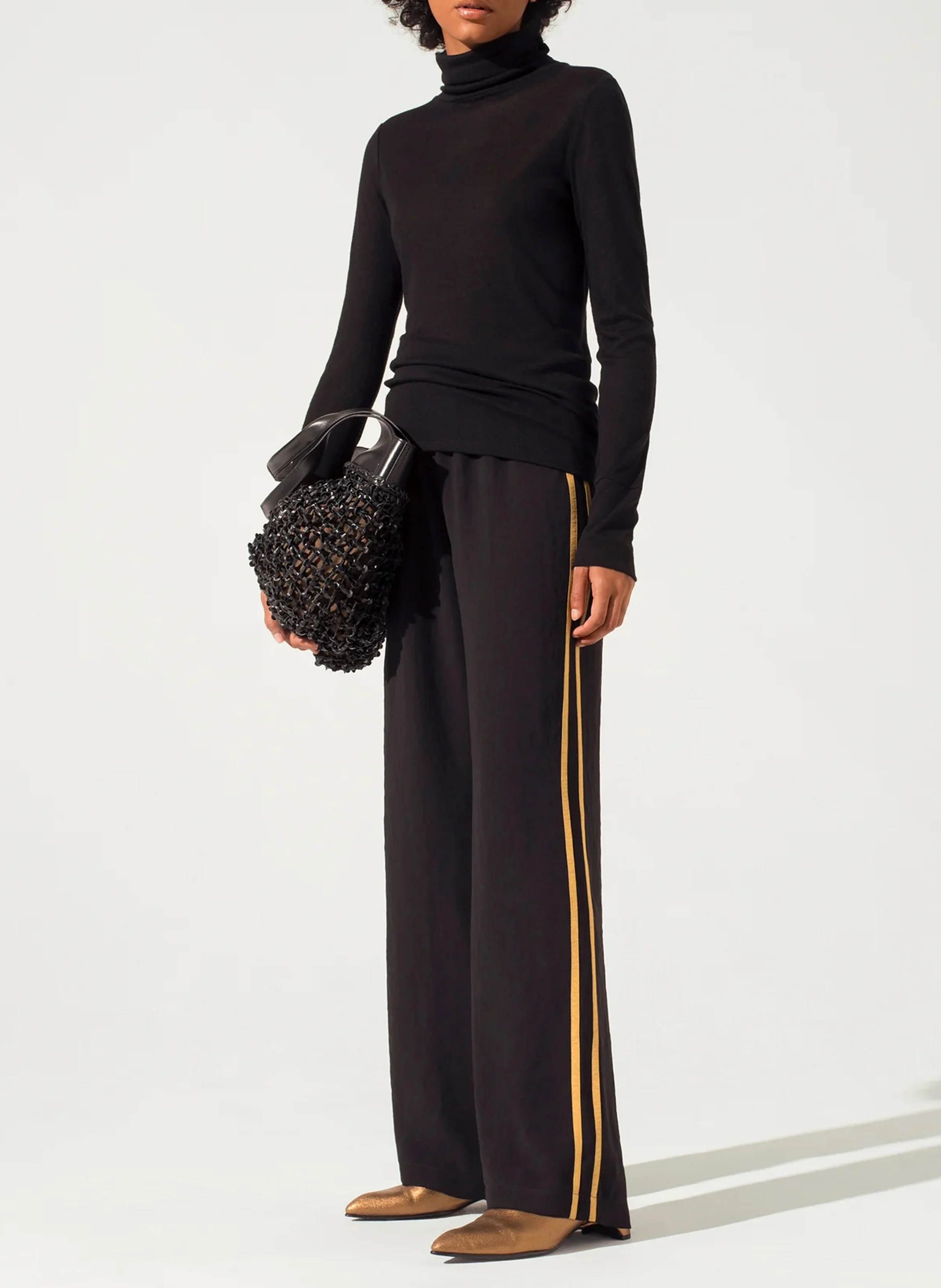 Pantalon droit à smocks | Noir