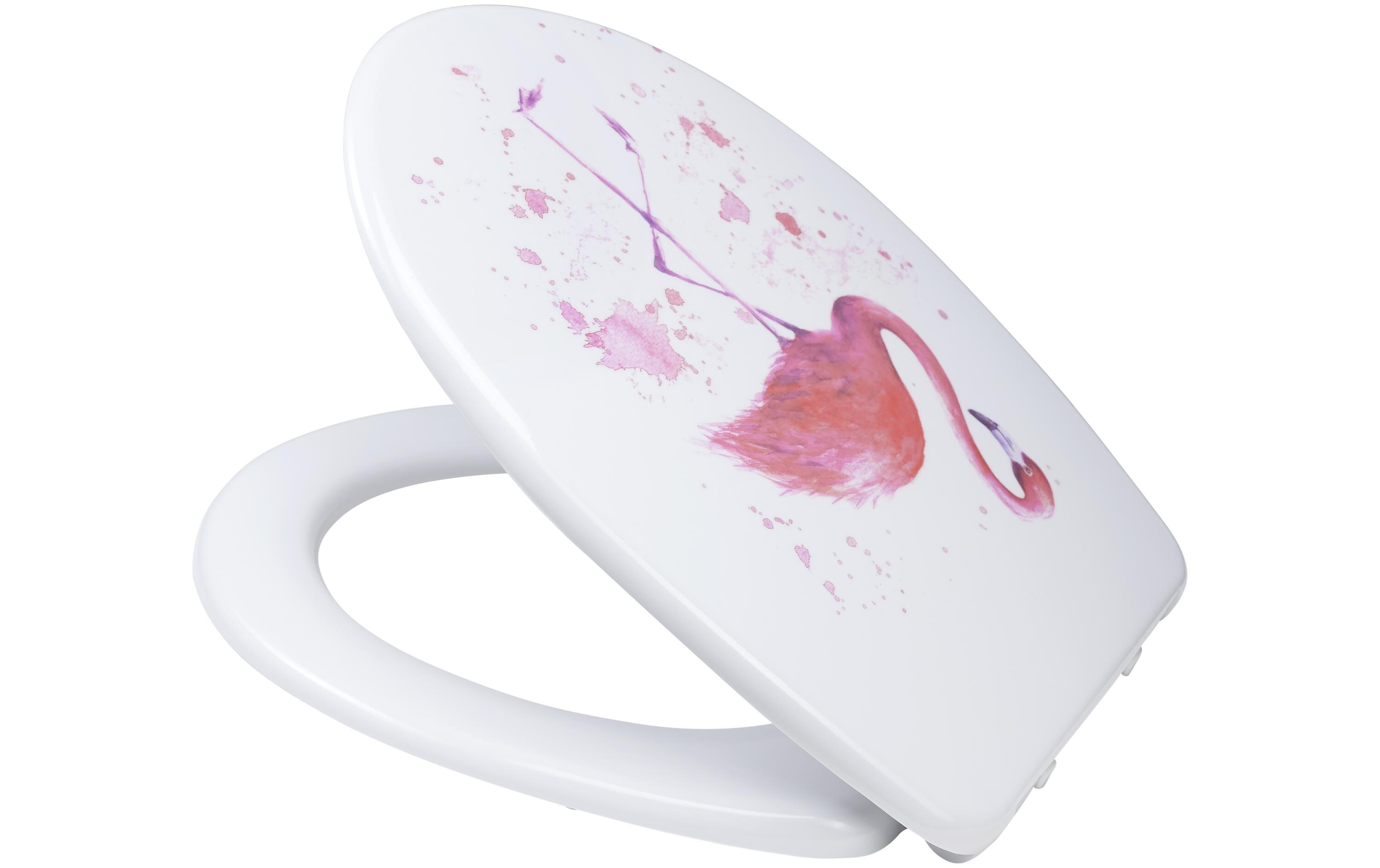 Toilettensitz Flamingo mit Absenkautomatik, Weiss/RosaWC-Sitz