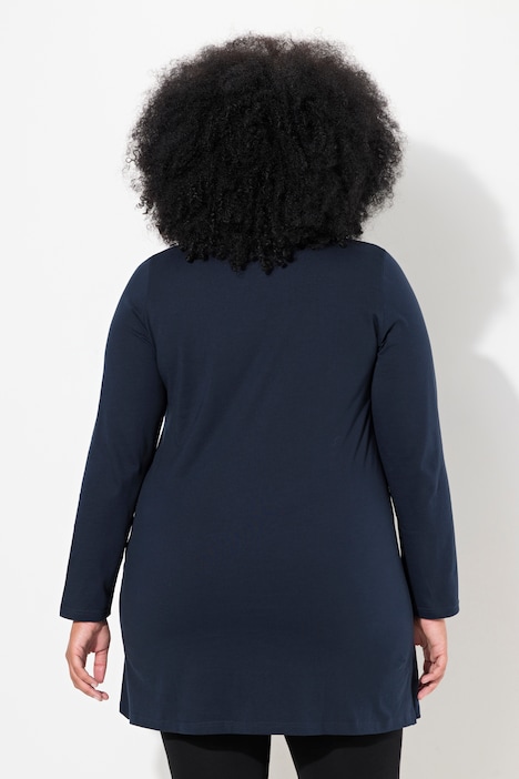 Longshirt, A-Linie, Tunika-Ausschnitt, Langarm