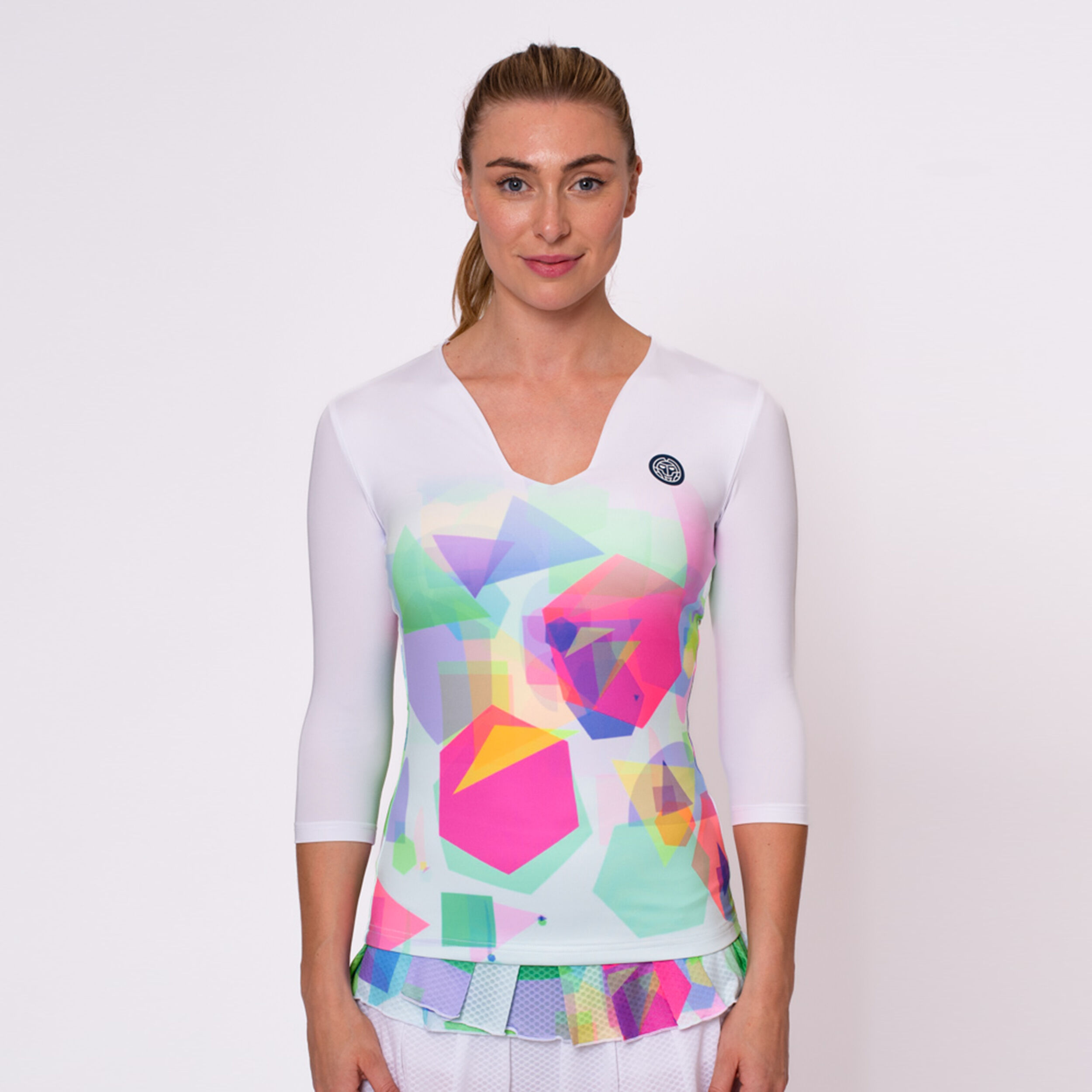 BIDI BADU Kaleido V-Neck Haut Manches Longues Femmes - Multicouleur