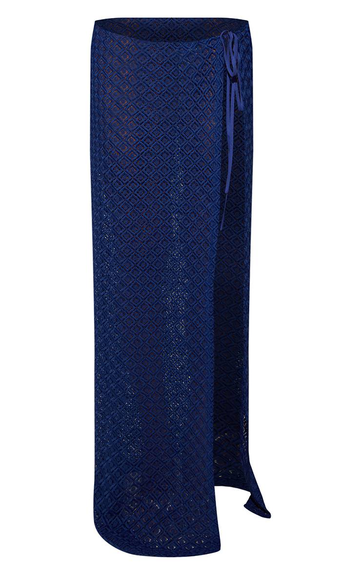 Bleu Cobalt Jupe Maxi De Plage En Crochet À Ourlet Fendu