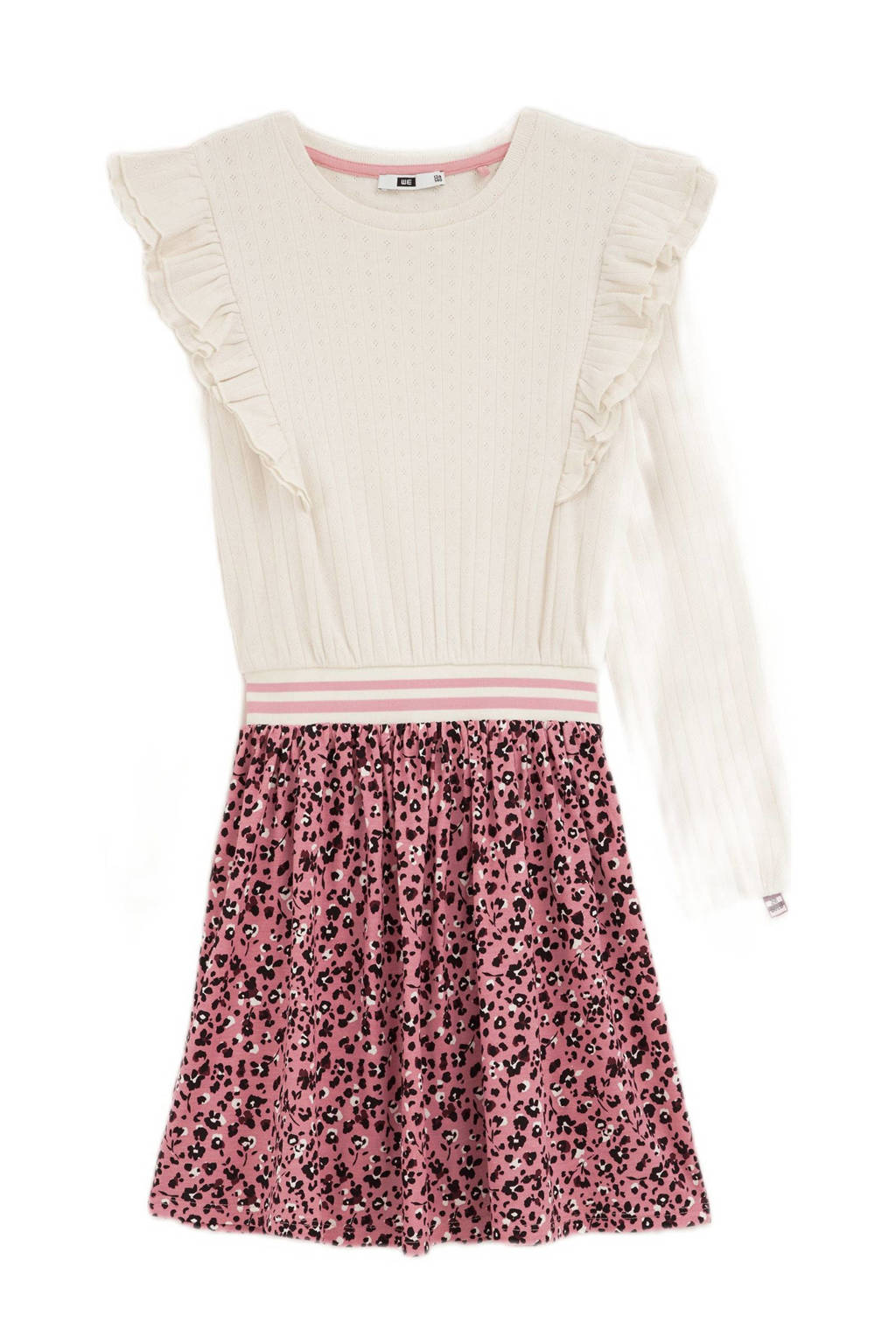 WE Fashion jurk met all over print ecru