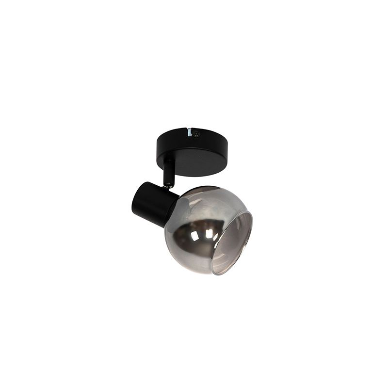 Art Deco spot zwart met smoke glas - Vidro