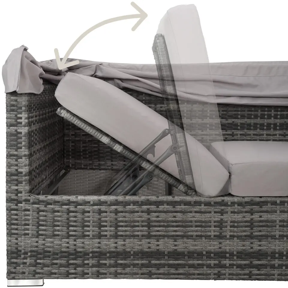 tectake Wicker loungeset San Marino met aluminium frame, Grijs