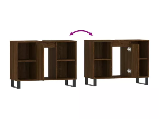 Armoire salle de bain chêne marron 80x33x60cm bois d'ingénierie