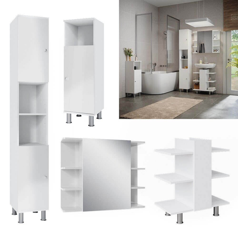Vicco Badmöbel-Set Fynn Weiß 4 Teile