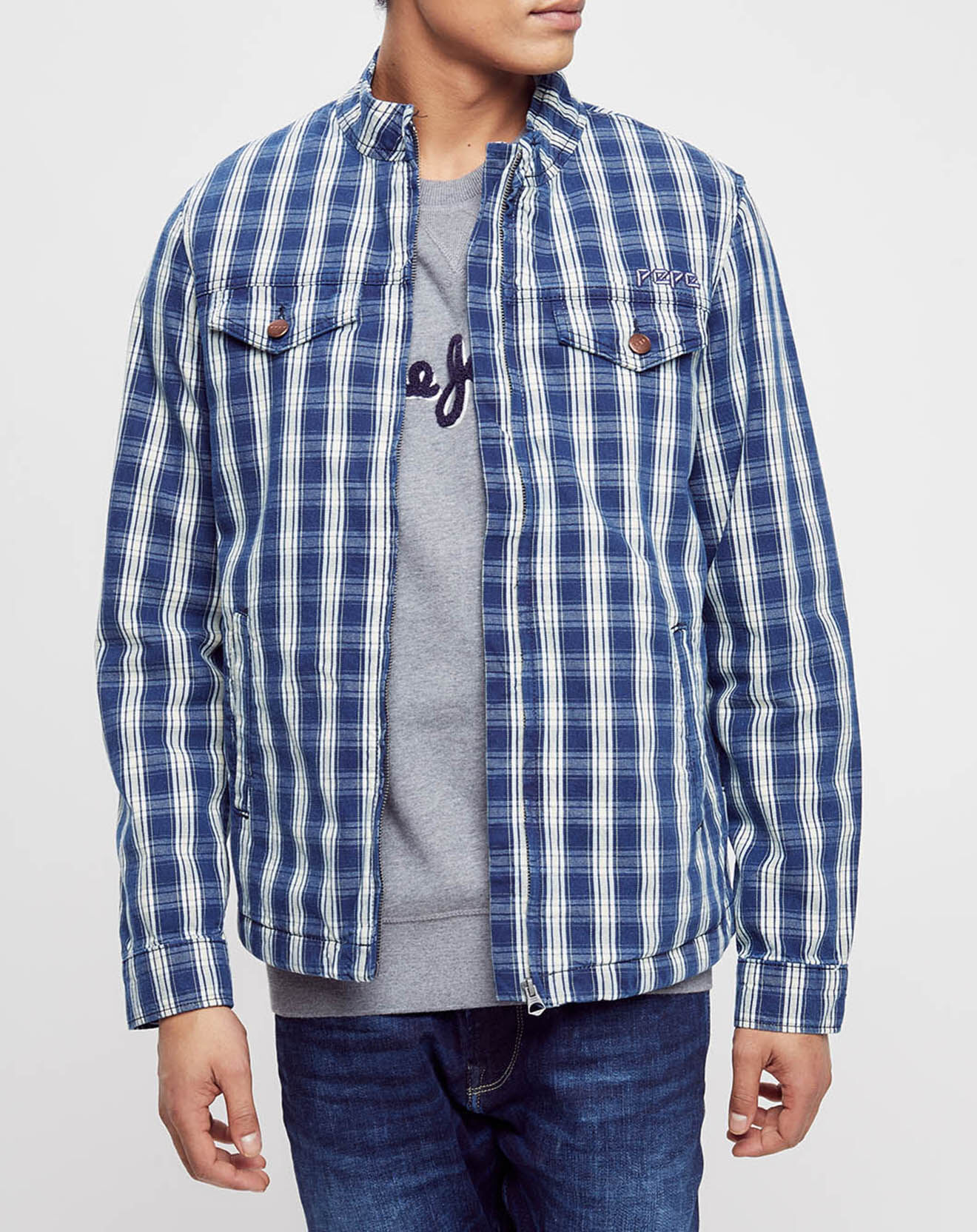 Pepe Jeans Veste à carreaux Com Archive à carreaux bleue