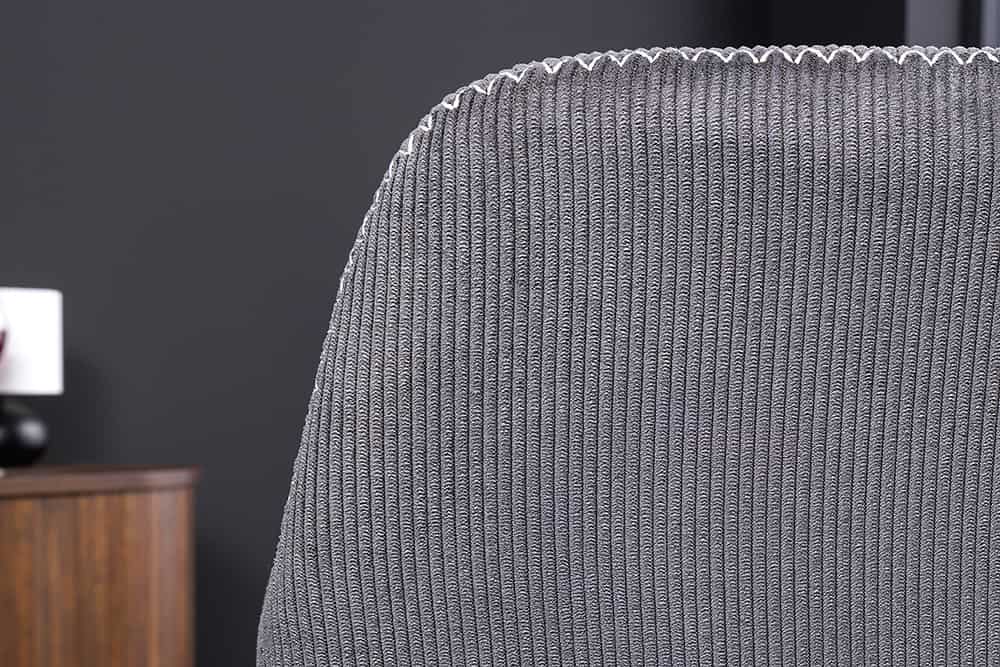 Design Stuhl MUSTANG grau Cord mit Armlehne schwarz Metall
