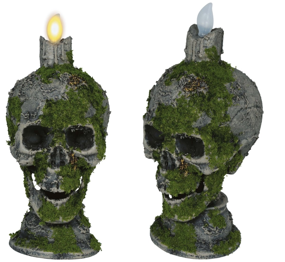 Halloween Kandelaar Doodshoofd Met Kaars 35cm