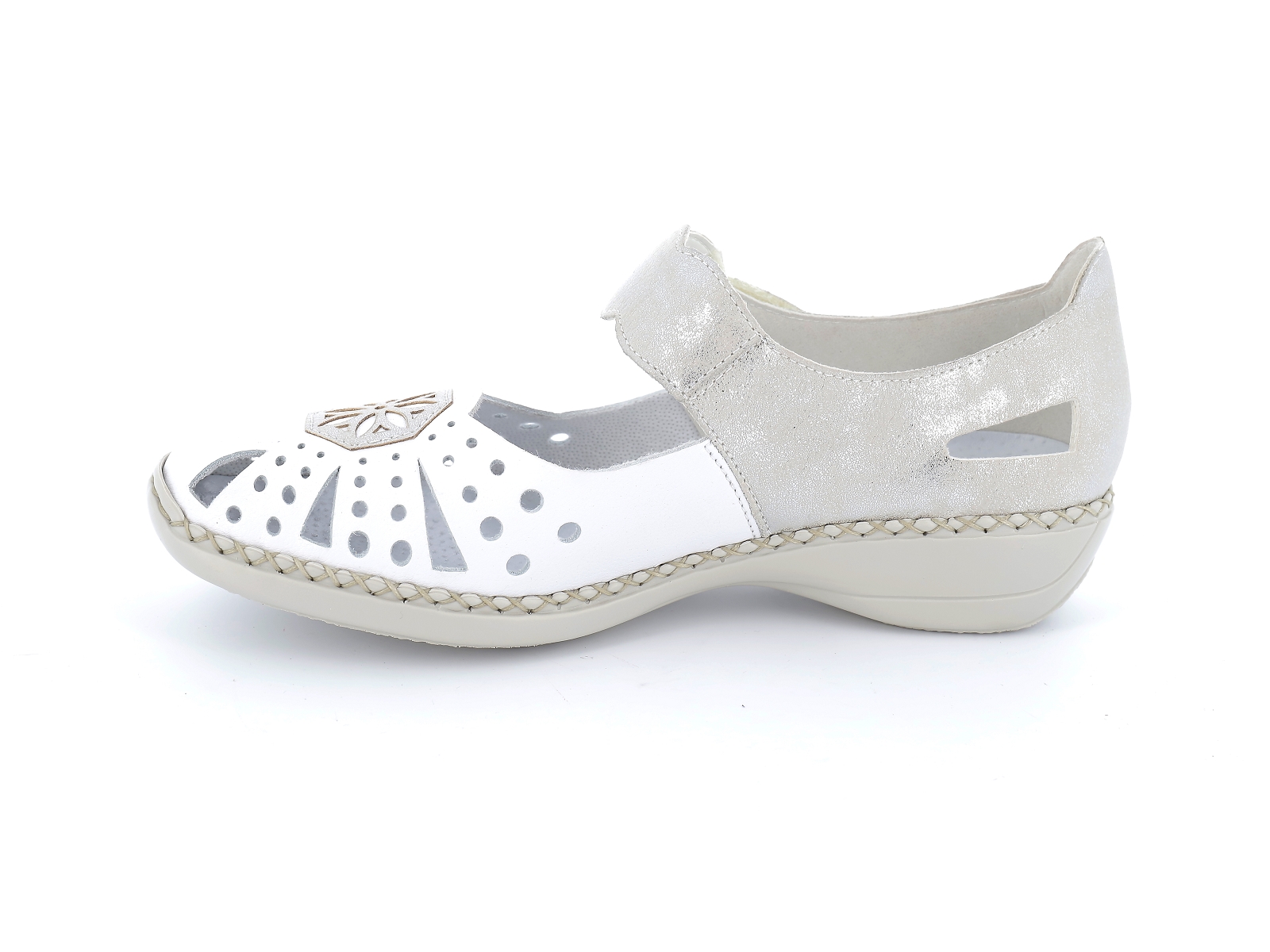 Rieker-41368 Cuir Blanc Argent