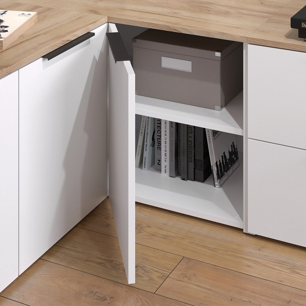 Vicco Eckkommode Wido Weiß Eiche 80 x 50 cm mit Tür