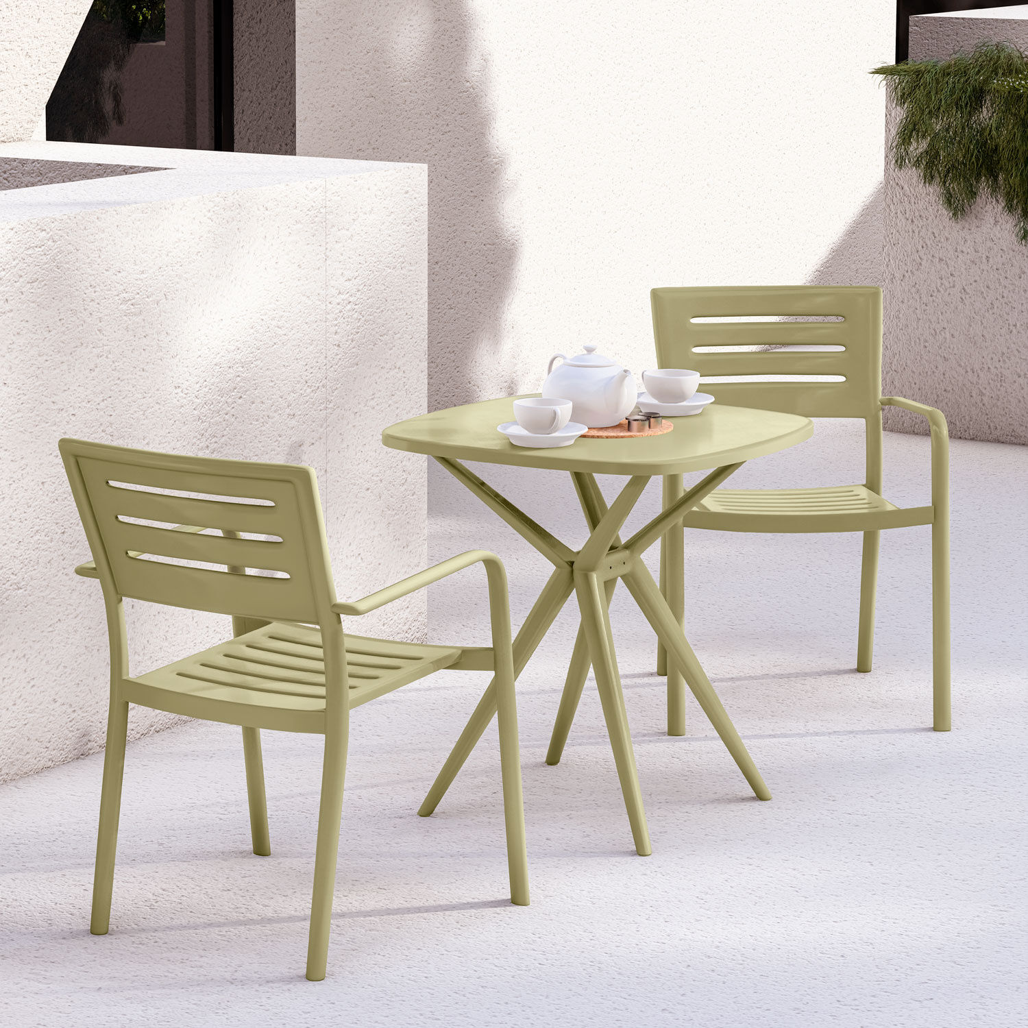 Bistro-Set Orla, aus recyceltem Kunststoff