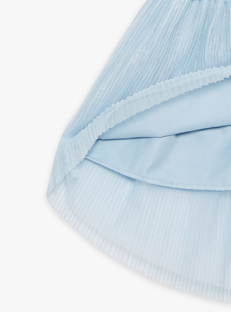 Robe bleu ciel en tulle pailletée