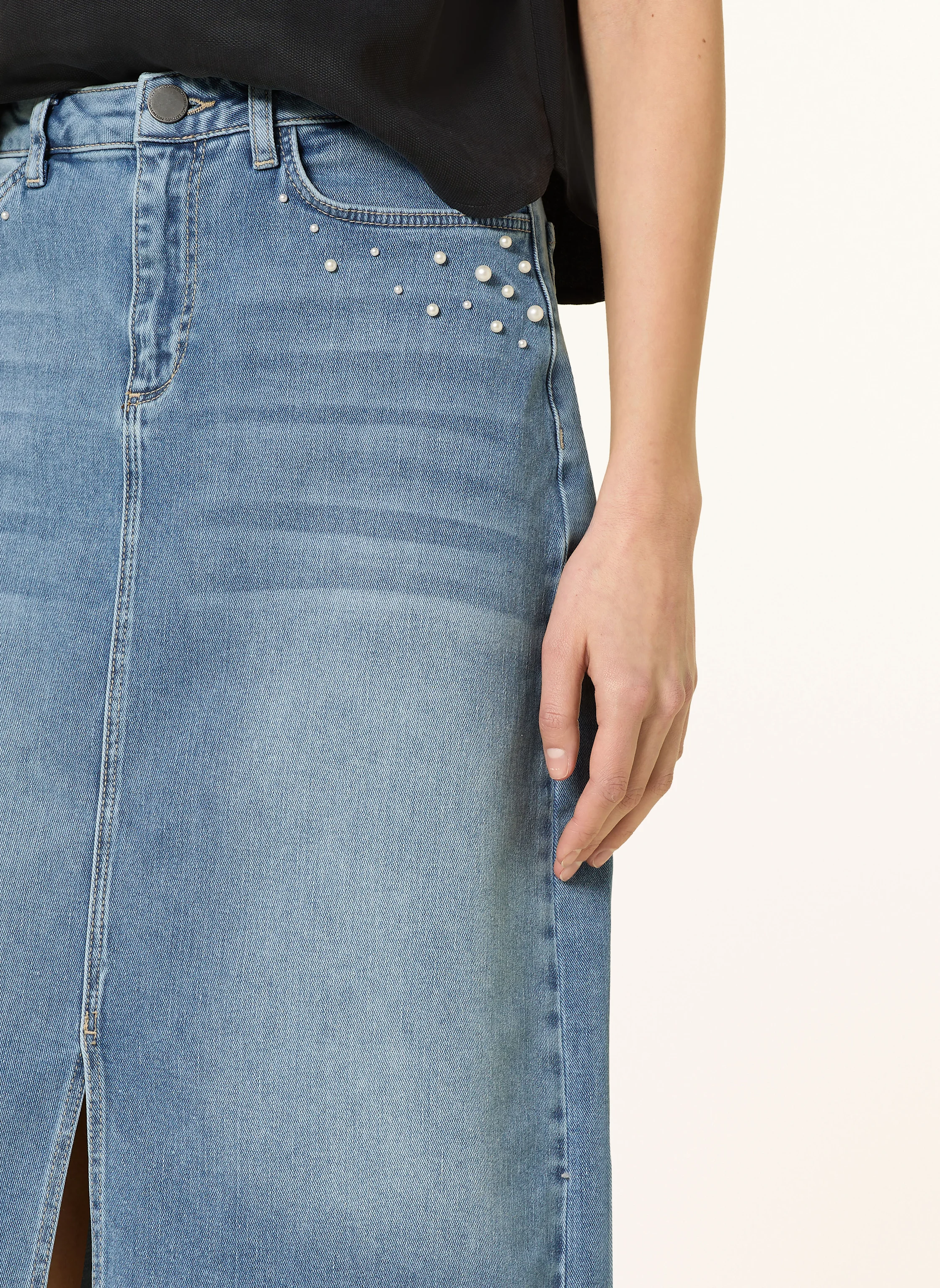 BETTY&CO Jeansrock mit Schmuckperlen