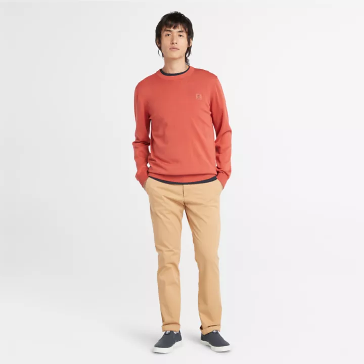Pull teint en pièce pour homme en rouge