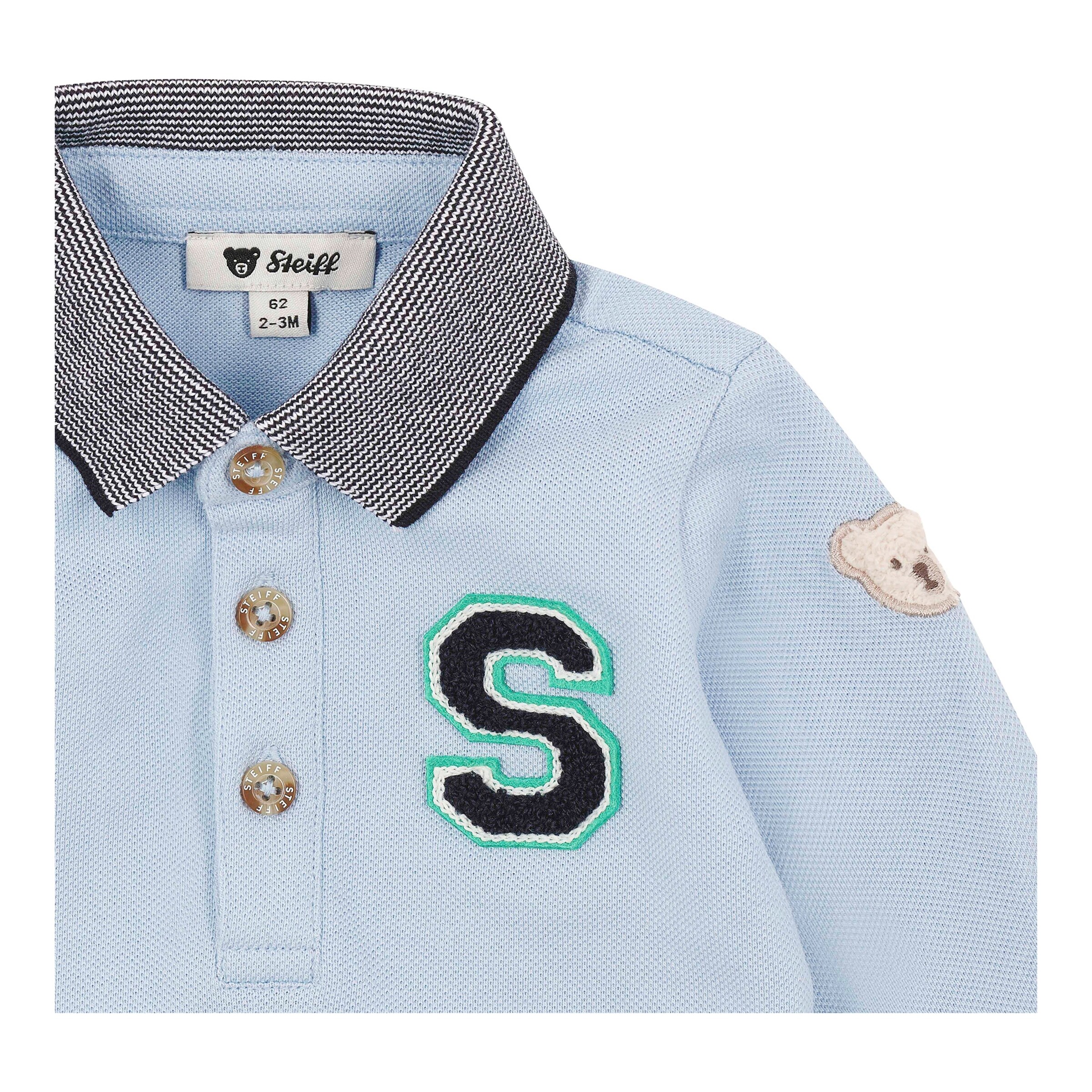 Steiff Poloshirt langarm Piqué hellblau