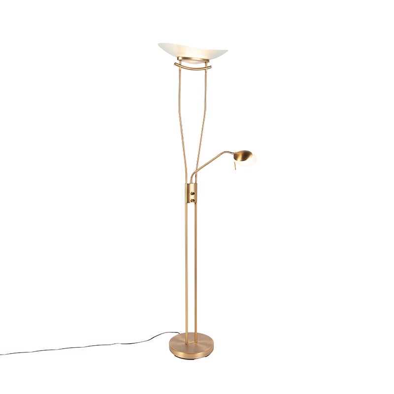 QAZQA - Moderne vloerlamp | Staande lamp | Lamp | Lichtbrons incl. LED en dimmer - Lexus Dimmer | Dimbaar | Woonkamer | Slaapkamer | Uplighter - Staal Langwerpig - I (niet van