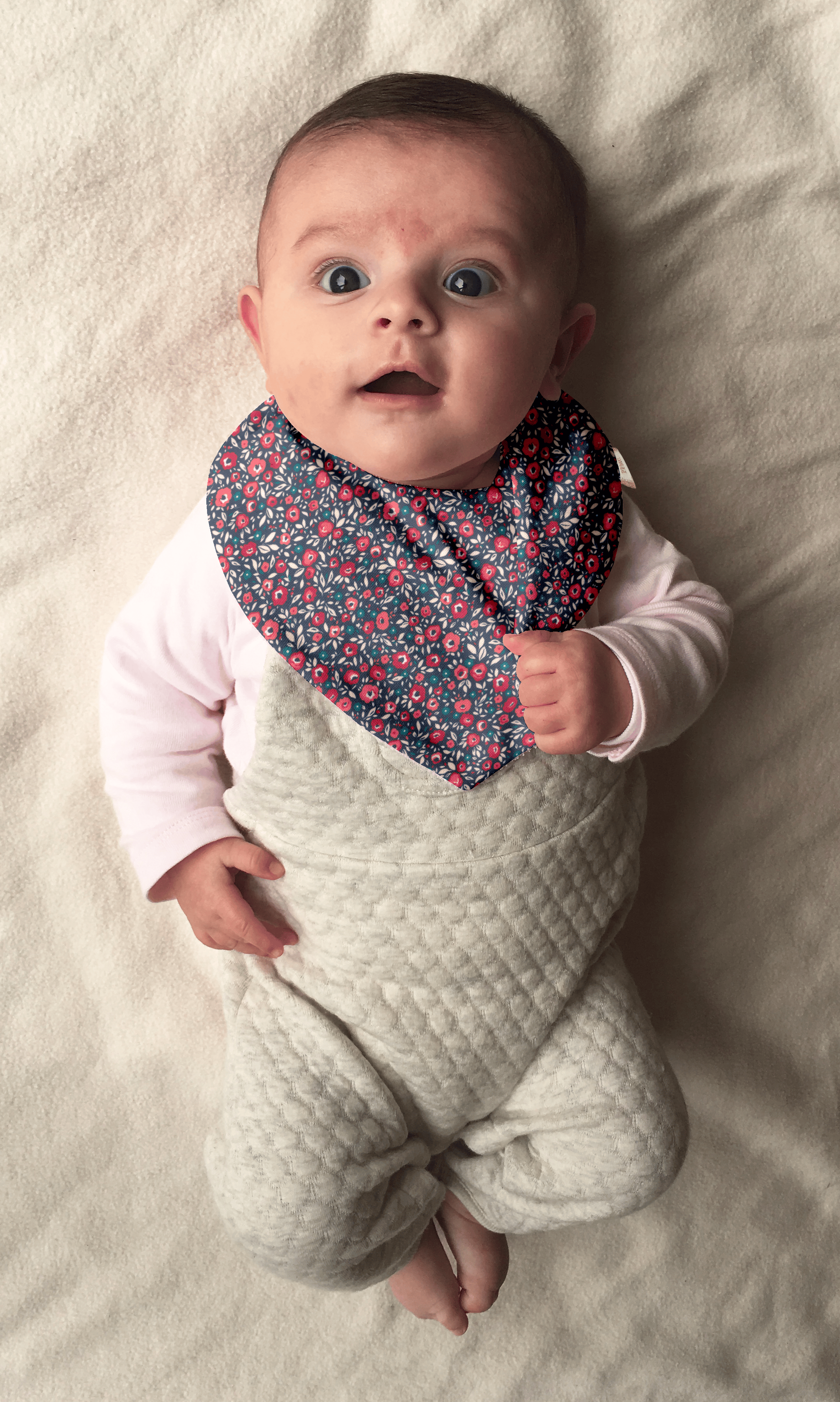 Bavoir Bandana Camelias Rubis