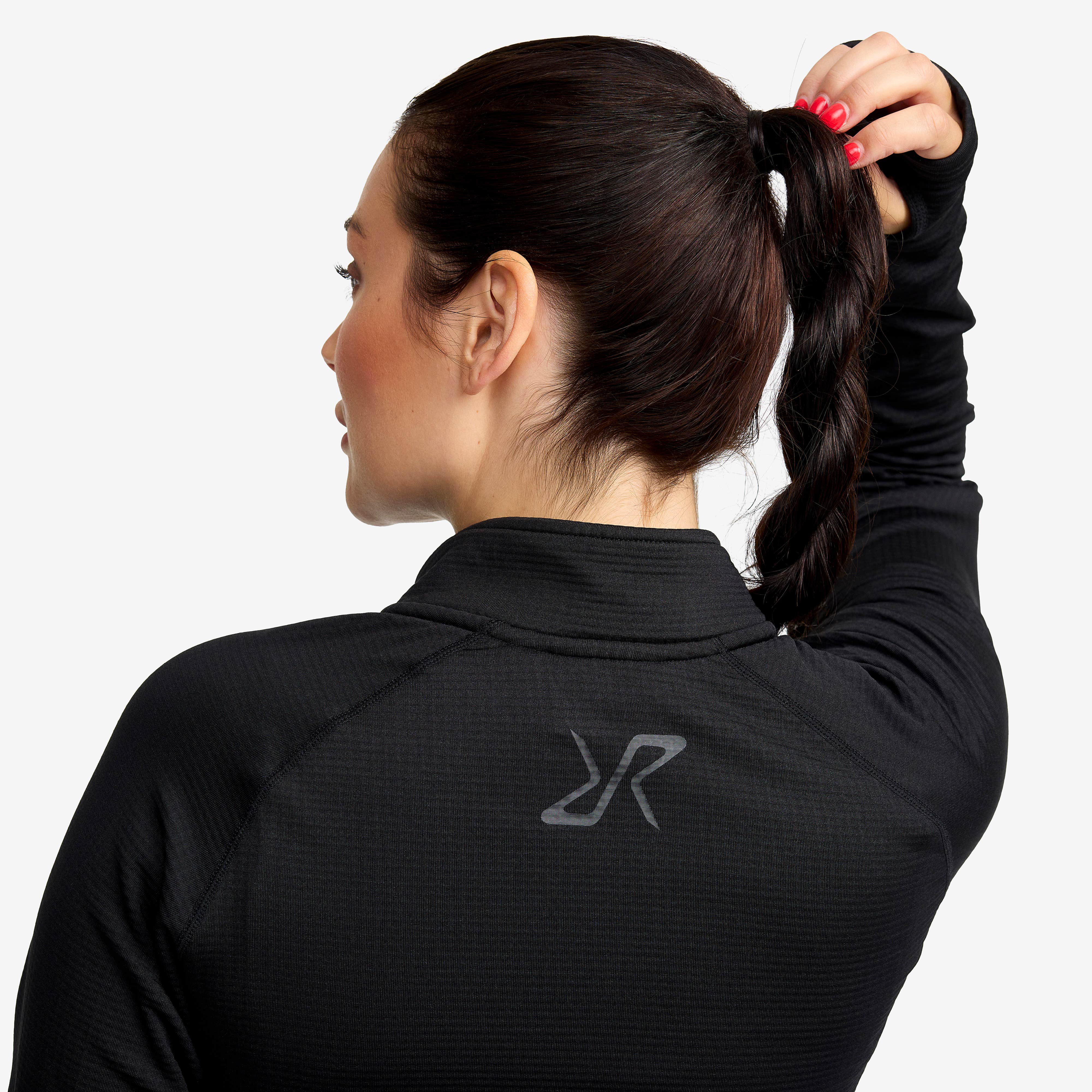 Waffle Half-zip Baselayer Top Dame Black