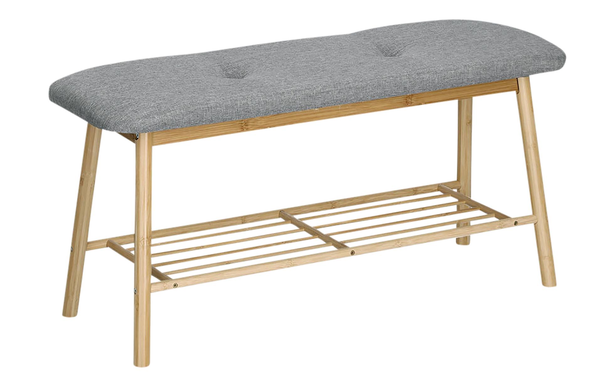 Sitzbank mit Ablage 89.5 x 30 x 44 cm, Grau/NatureSchuhbank