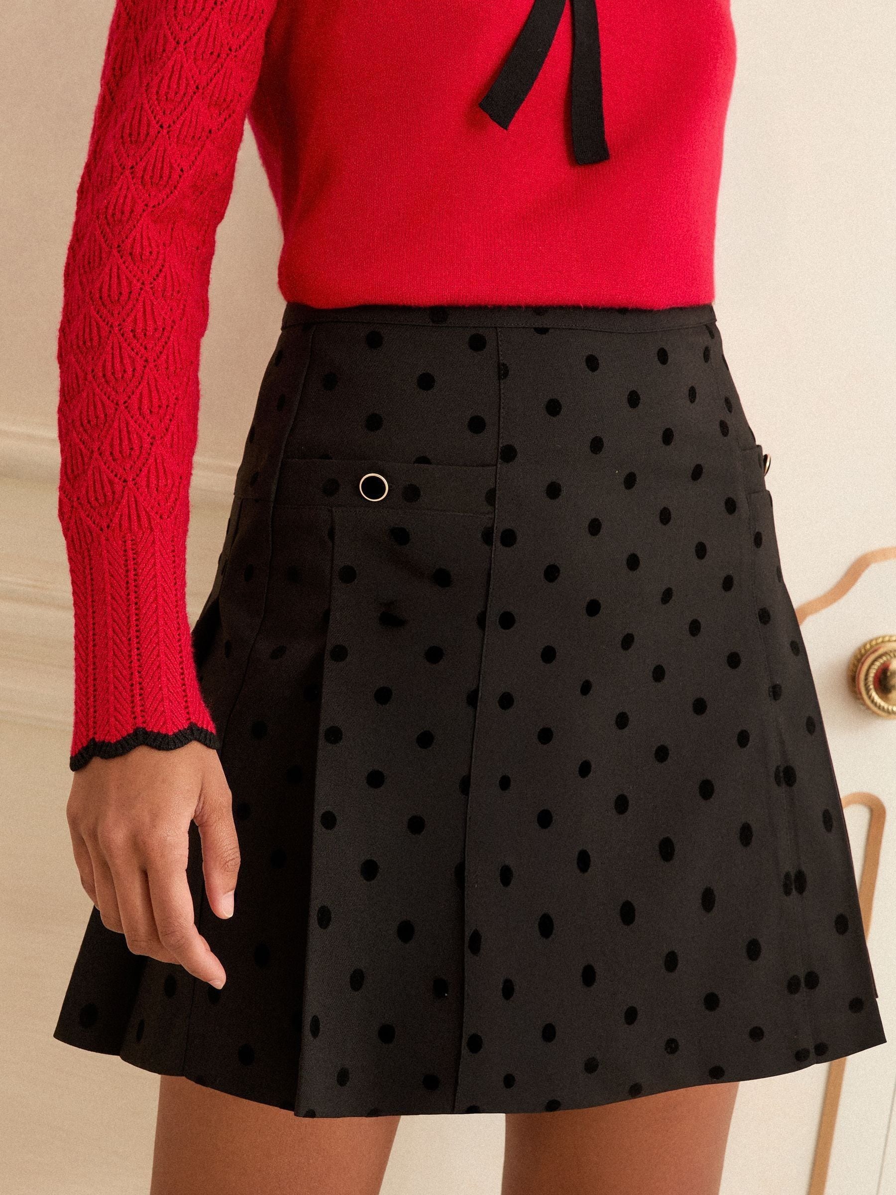 Love & Roses Flocked Spot Mini Skirt