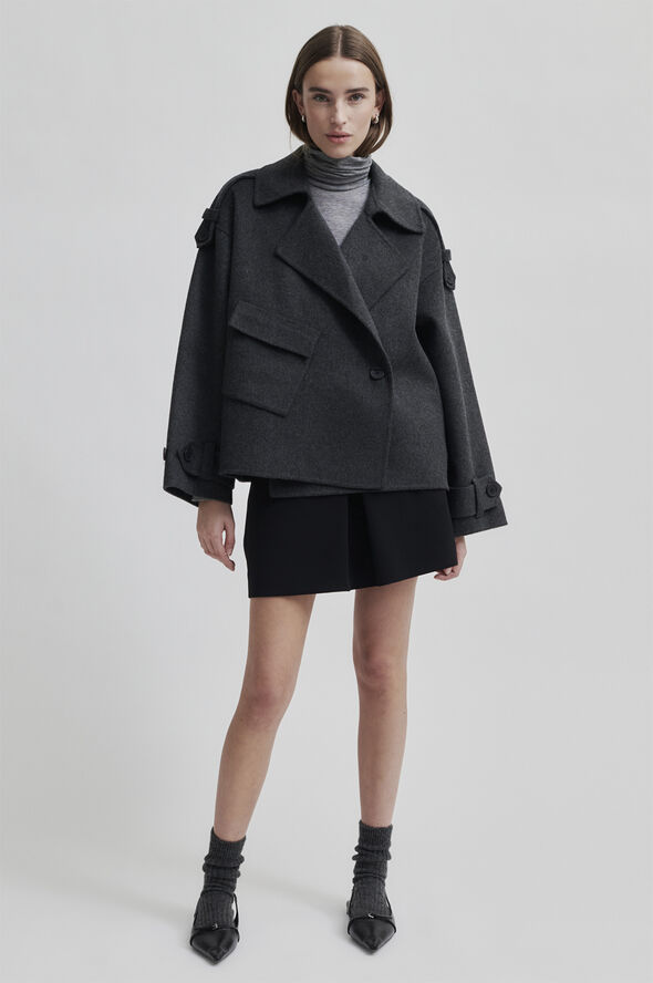 Second Female Walance Wool Short Jacket Dark grey melange