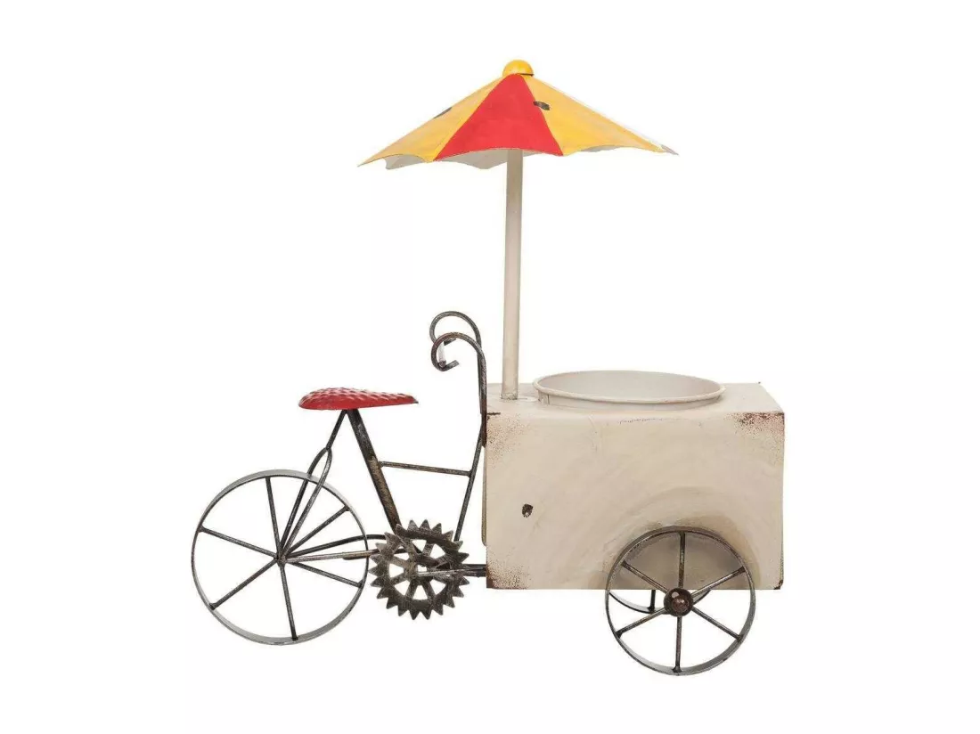 Tricycle porte-fleurs en métal 34x16,5x37h