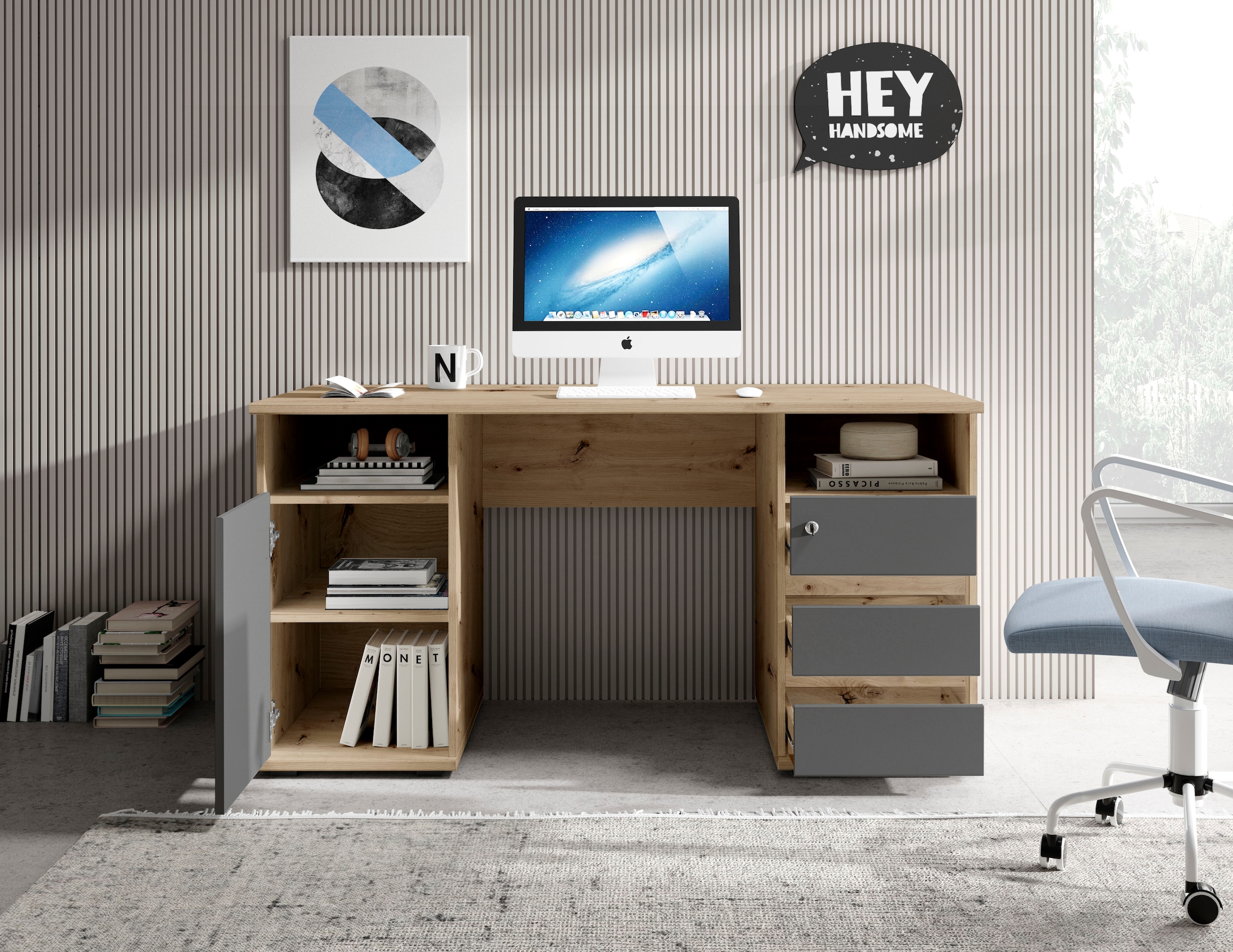 BEGA OFFICE Schreibtisch »Primus U2« mit Schubkasten abschliessbar, Gamingtisch geeignet