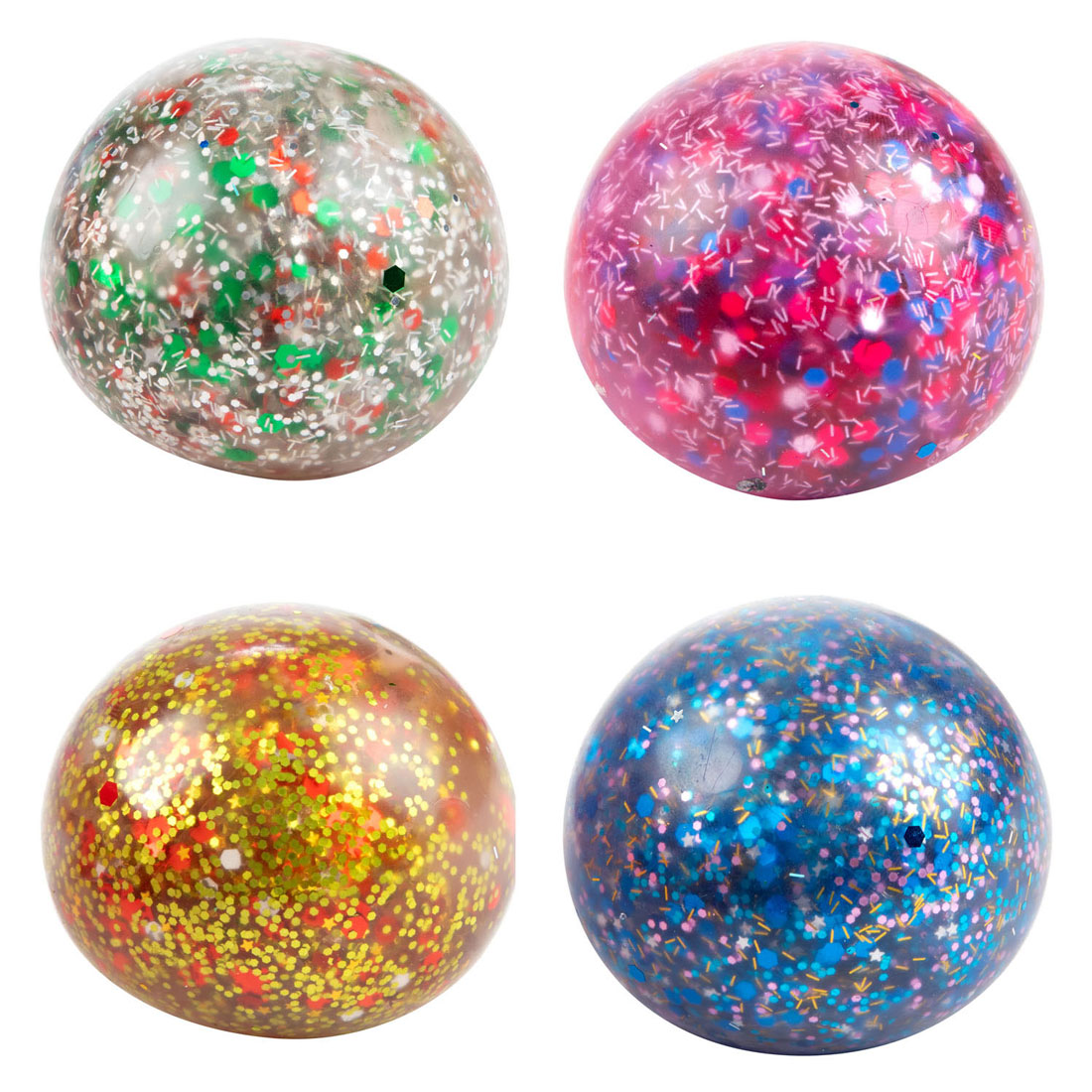 Fun KnijpbalNight Gevuld met Glittergel, 6cm