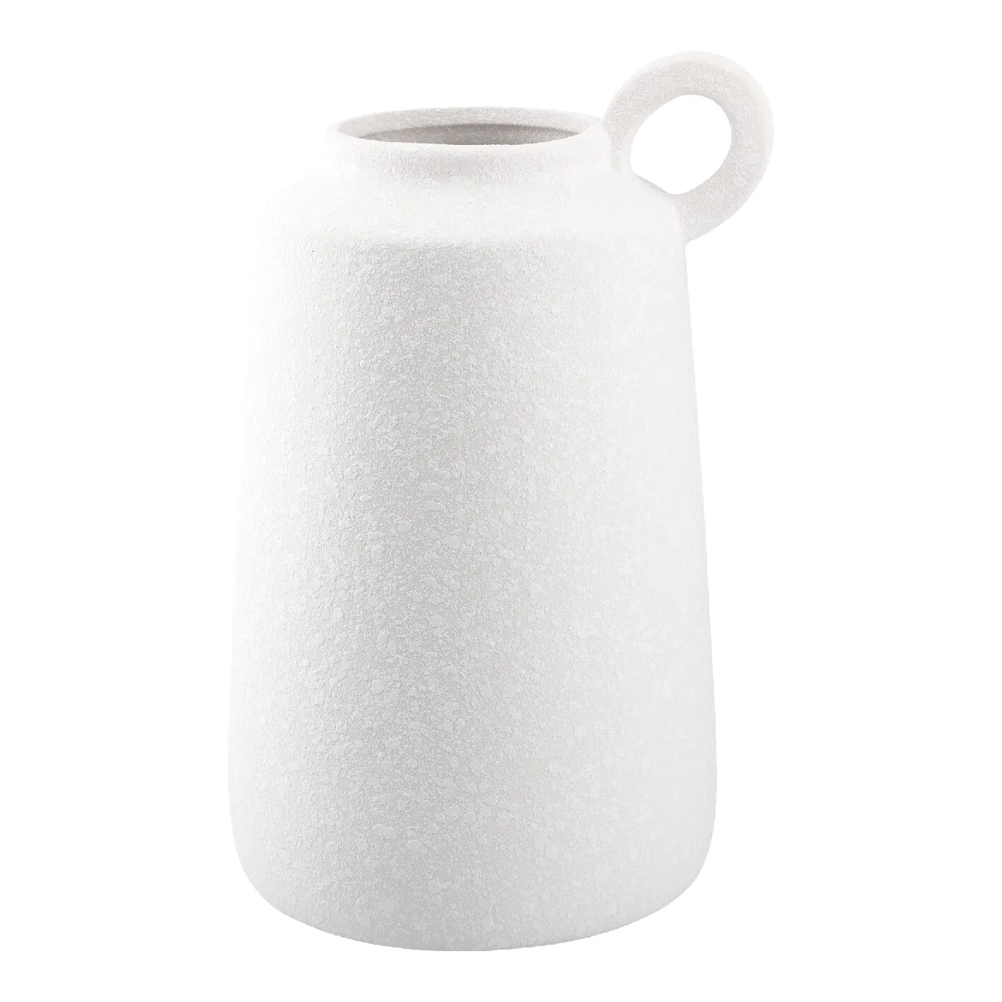 Vase Struktur mit Henkel, weiß, 25 cm
