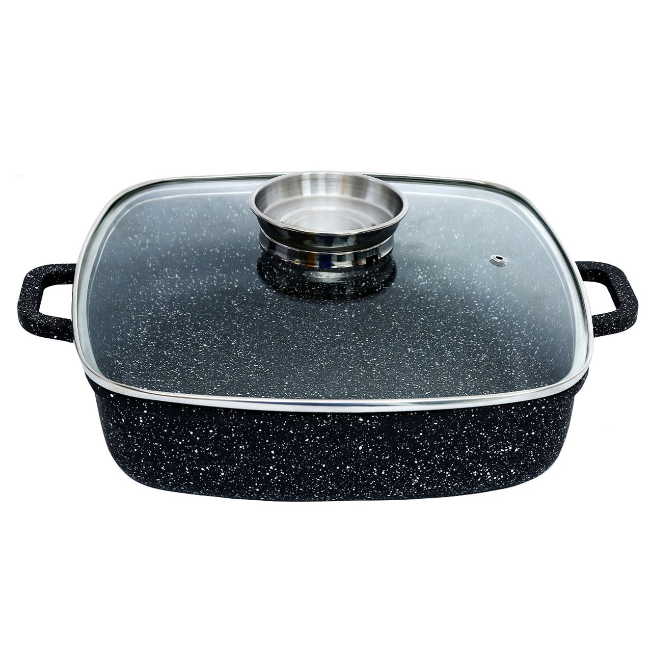 SSW Crispy Induction Schmorbräter mit Aroma-Glasdeckel, Aluminium 4l, Natura