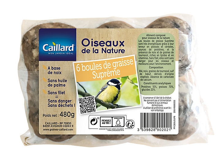 Boules de graisse pour oiseaux Suprême 6 x 80g