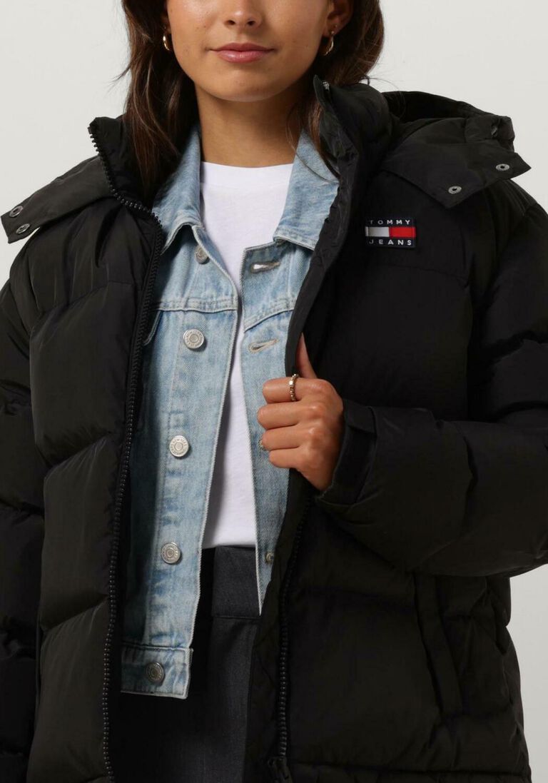 TOMMY JEANS zwarte tommy jeans gewatteerde jas outerwear short puff