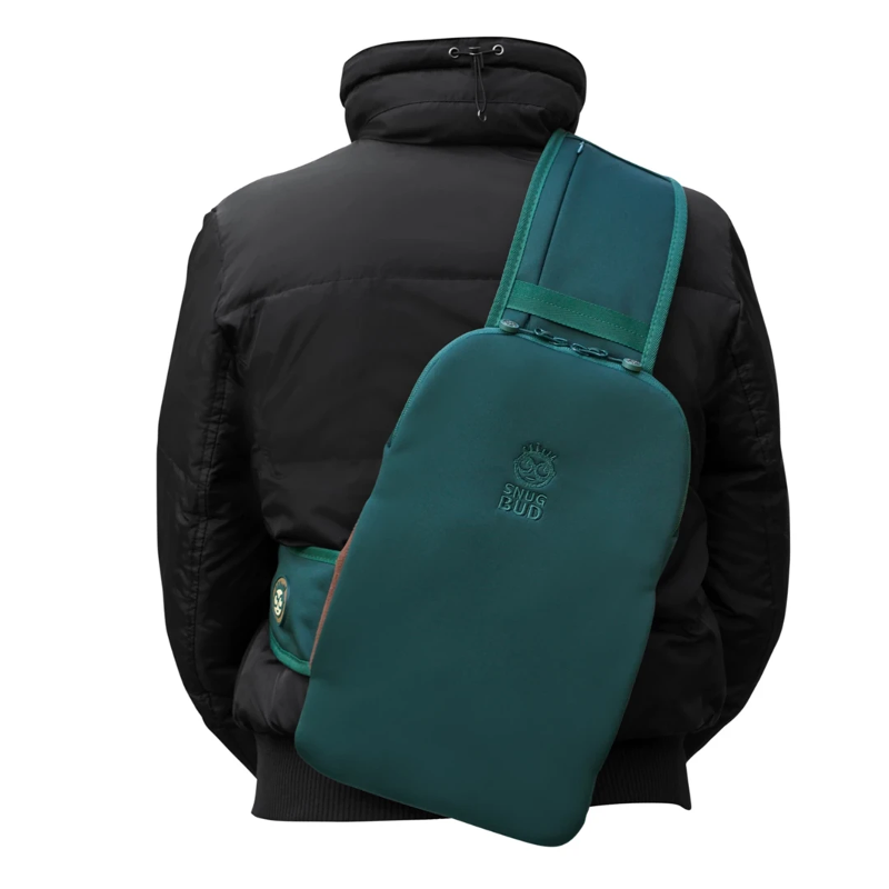 Snugbud Classic groen/bruine rugzak met warmte kruik