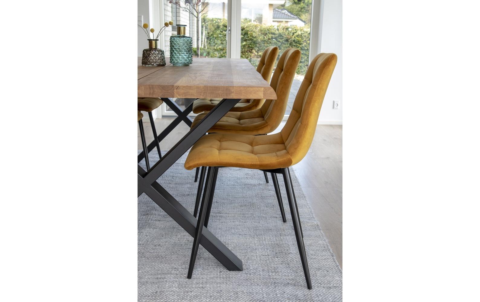Stuhl Middelfart 2 Stück, 86 x 55 cm, Schwarz/Senfgelb<br>Stabile Esszimmerstühle