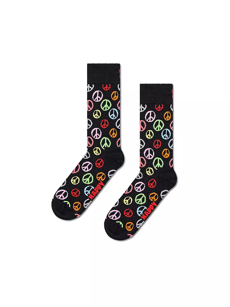 HAPPY SOCKS Herren Geschenkbox Socken PEACE 2er Pkg 41-46 black schwarz