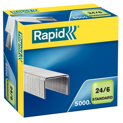 Rapid - Boîte de 5000 Agrafes 24/6 - jusqu'à 20 feuilles - acier galvanisé