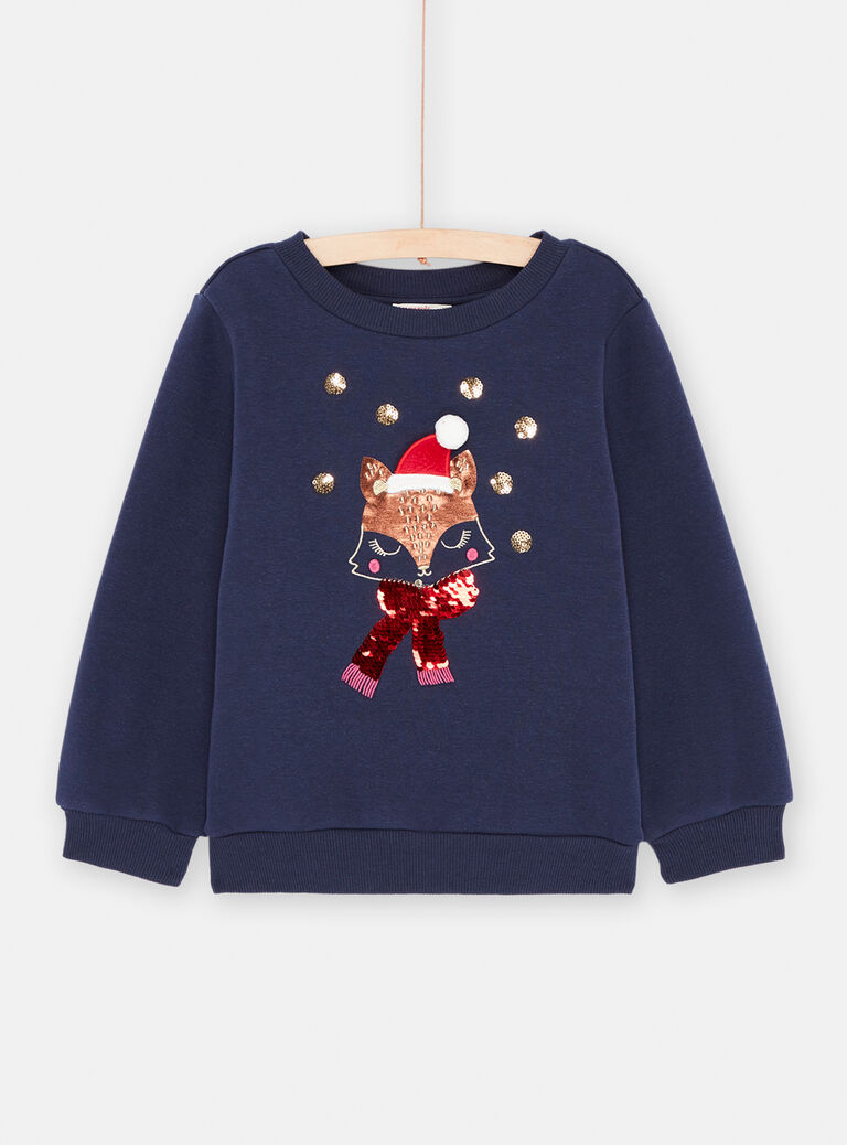 Sweat marine animation renard pour fille