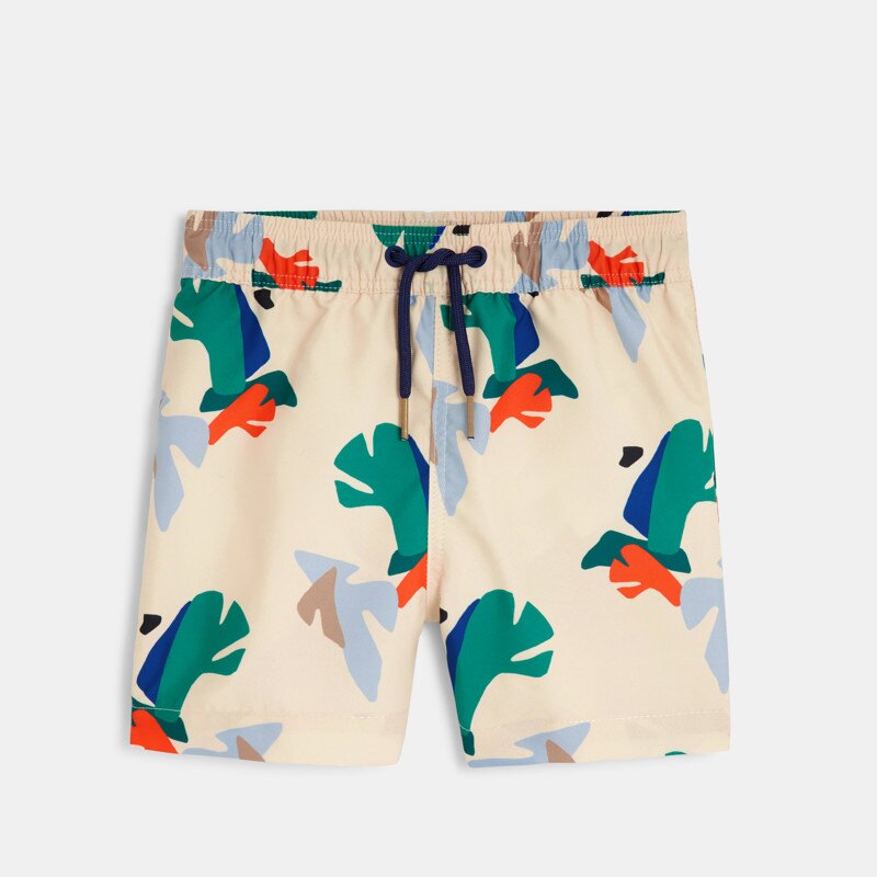 Short de bain bébé garçon beige à motifs feuilles géométriques Catimini Beige