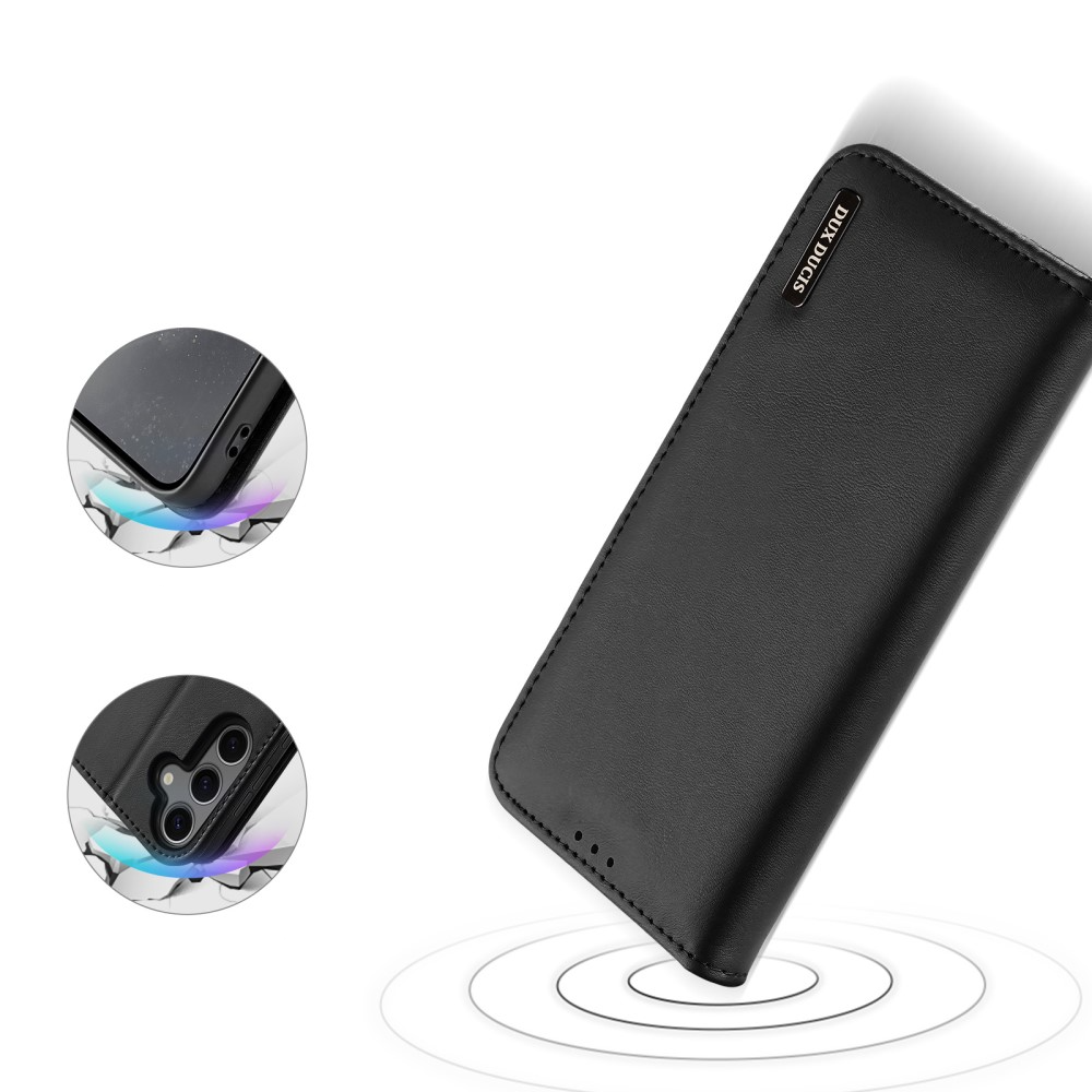 Samsung Galaxy S25 Flip Wallet Cover Echtleder Tasche (RFID Schutz) - Schwarz