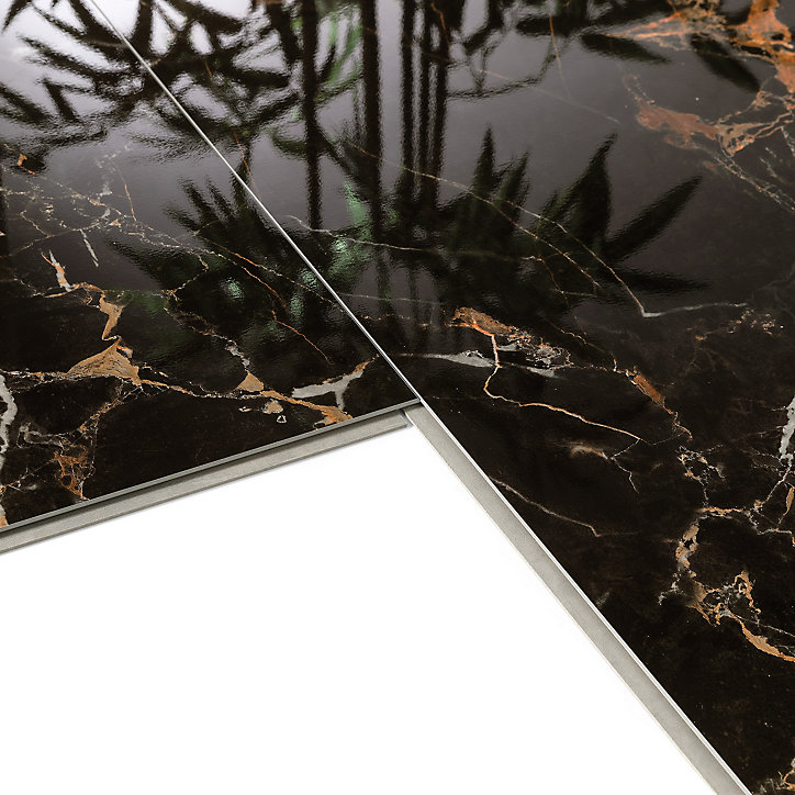 Dalle PVC Dumawall+ Gloss Tavira noir brillant 37,5 x 65 cm